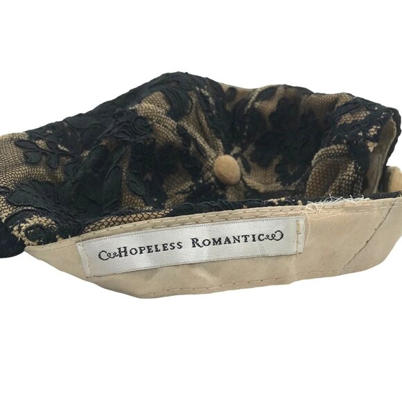 Hopeless Romantic Floral Black Lace Cap Mall Goth Adjustable Strap 5 Panel Hat - Picture 8 of 9